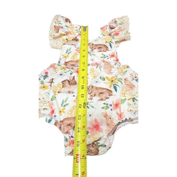 Baby One Piece Cute Romper Easter Theme with Bunnies/Flowers Brand New - Picture 11 of 12